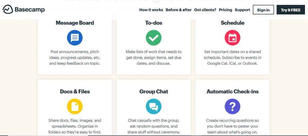 Basecamp Online Tool for Remote Work