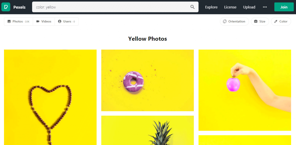Pexels Discover Photos by Yellow Color