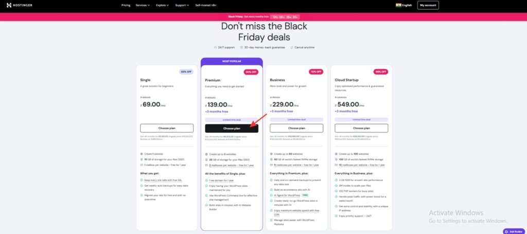 choose hostinger plan