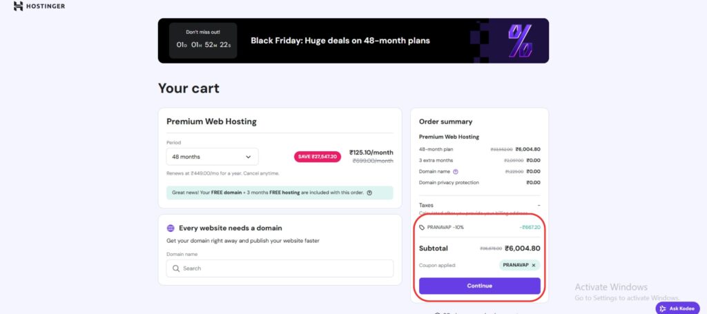 hostinger extra discount coupon