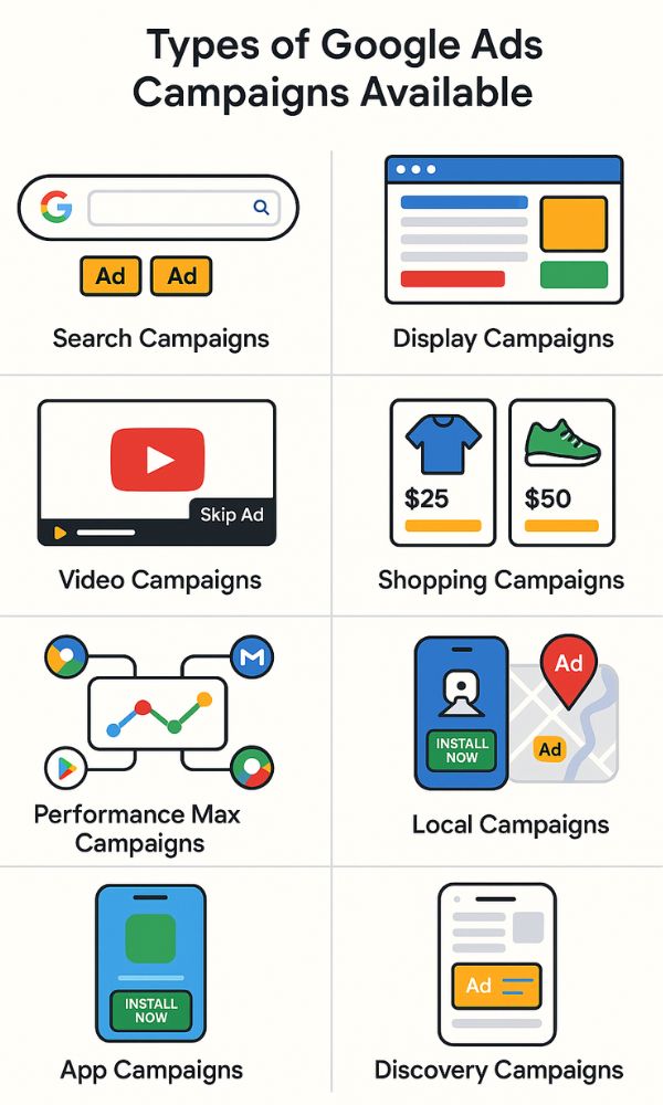 types of google ads campaigns